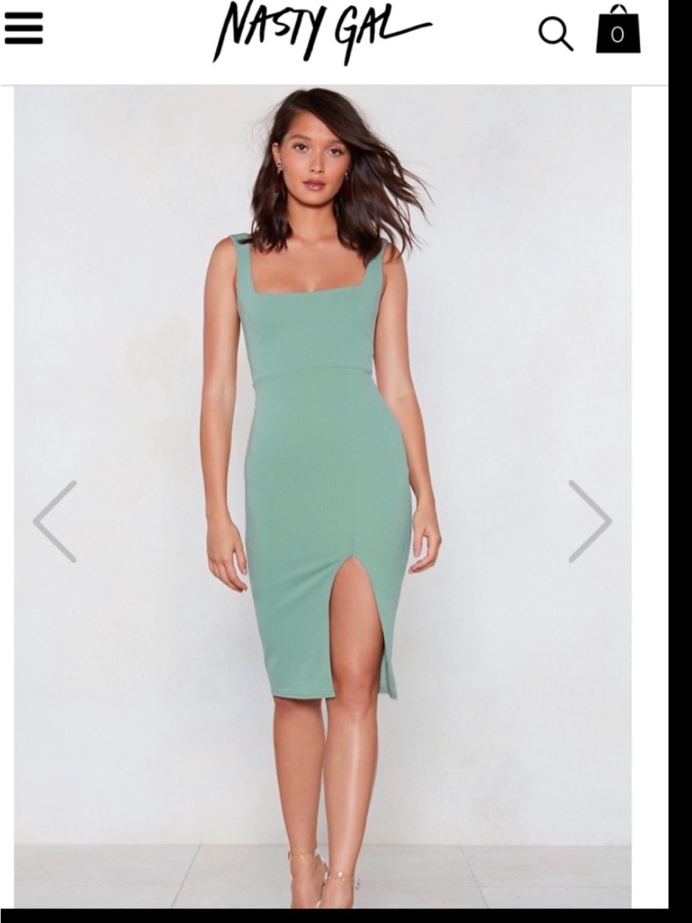 Nasty Gal Sage Squarin' to Go Square Neck Midi Bodycon Dress US Size: 8 NWTs!!!